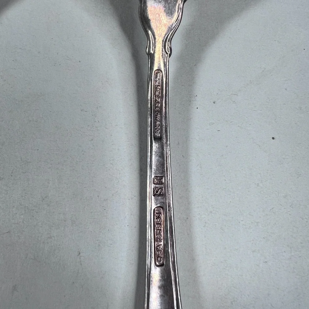 Holmes & Edwards I S Deep Silver Plated Serving Set of 3 Spoon Forks Scalloped